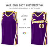 Custom Purple Shoulders Star Pattern Side Color Block Sports Uniform Basketball Jersey
