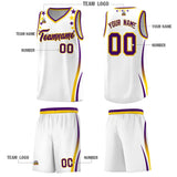 Custom White Shoulders Star Pattern Side Color Block Sports Uniform Basketball Jersey