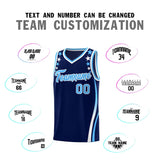 Custom Navy Shoulders Star Pattern Side Color Block Sports Uniform Basketball Jersey