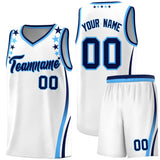 Custom White Shoulders Star Pattern Side Color Block Sports Uniform Basketball Jersey