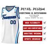 Custom White Shoulders Star Pattern Side Color Block Sports Uniform Basketball Jersey