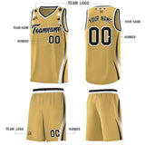 Custom Old Gold Shoulders Star Pattern Side Color Block Sports Uniform Basketball Jersey
