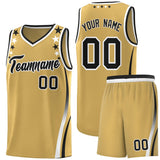 Custom Old Gold Shoulders Star Pattern Side Color Block Sports Uniform Basketball Jersey