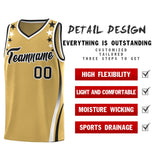 Custom Old Gold Shoulders Star Pattern Side Color Block Sports Uniform Basketball Jersey