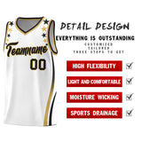 Custom White Shoulders Star Pattern Side Color Block Sports Uniform Basketball Jersey