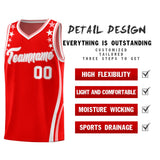 Custom Red Shoulders Star Pattern Side Color Block Sports Uniform Basketball Jersey