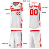 Custom White Shoulders Star Pattern Side Color Block Sports Uniform Basketball Jersey