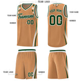 Custom Light Brown Shoulders Star Pattern Side Color Block Sports Uniform Basketball Jersey