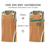 Custom Light Brown Shoulders Star Pattern Side Color Block Sports Uniform Basketball Jersey