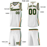 Custom White Shoulders Star Pattern Side Color Block Sports Uniform Basketball Jersey