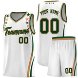 Custom White Shoulders Star Pattern Side Color Block Sports Uniform Basketball Jersey