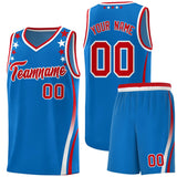 Custom Royal Shoulders Star Pattern Side Color Block Sports Uniform Basketball Jersey