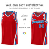 Custom Red Shoulders Star Pattern Side Color Block Sports Uniform Basketball Jersey