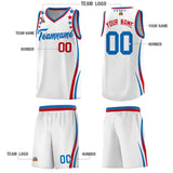 Custom White Shoulders Star Pattern Side Color Block Sports Uniform Basketball Jersey