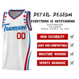 Custom White Shoulders Star Pattern Side Color Block Sports Uniform Basketball Jersey