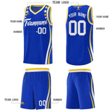 Custom Royal Shoulders Star Pattern Side Color Block Sports Uniform Basketball Jersey