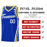 Custom Royal Shoulders Star Pattern Side Color Block Sports Uniform Basketball Jersey