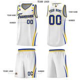 Custom White Shoulders Star Pattern Side Color Block Sports Uniform Basketball Jersey