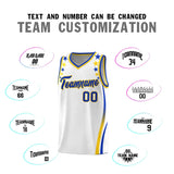 Custom White Shoulders Star Pattern Side Color Block Sports Uniform Basketball Jersey
