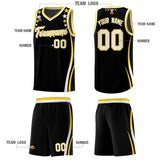 Custom Black Shoulders Star Pattern Side Color Block Sports Uniform Basketball Jersey