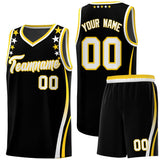 Custom Black Shoulders Star Pattern Side Color Block Sports Uniform Basketball Jersey
