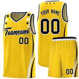 Custom Gold Shoulders Star Pattern Side Color Block Sports Uniform Basketball Jersey