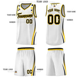 Custom White Shoulders Star Pattern Side Color Block Sports Uniform Basketball Jersey