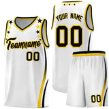 Custom White Shoulders Star Pattern Side Color Block Sports Uniform Basketball Jersey