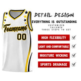 Custom White Shoulders Star Pattern Side Color Block Sports Uniform Basketball Jersey