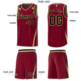 Custom Crimson Shoulders Star Pattern Side Color Block Sports Uniform Basketball Jersey