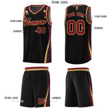 Custom Black Shoulders Star Pattern Side Color Block Sports Uniform Basketball Jersey