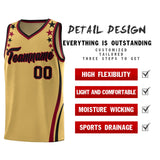 Custom Old Gold Shoulders Star Pattern Side Color Block Sports Uniform Basketball Jersey