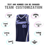 Custom Navy Shoulders Star Pattern Side Color Block Sports Uniform Basketball Jersey