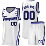 Custom White Shoulders Star Pattern Side Color Block Sports Uniform Basketball Jersey
