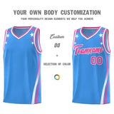 Custom Light Blue Shoulders Star Pattern Side Color Block Sports Uniform Basketball Jersey