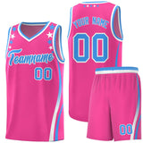 Custom Pink Shoulders Star Pattern Side Color Block Sports Uniform Basketball Jersey