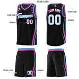Custom Black Shoulders Star Pattern Side Color Block Sports Uniform Basketball Jersey