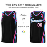 Custom Black Shoulders Star Pattern Side Color Block Sports Uniform Basketball Jersey