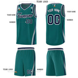 Custom Aqua Shoulders Star Pattern Side Color Block Sports Uniform Basketball Jersey