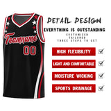 Custom Black Shoulders Star Pattern Side Color Block Sports Uniform Basketball Jersey