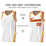 Custom White Shoulders Star Pattern Side Color Block Sports Uniform Basketball Jersey