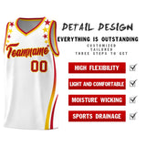 Custom White Shoulders Star Pattern Side Color Block Sports Uniform Basketball Jersey
