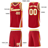 Custom Red Shoulders Star Pattern Side Color Block Sports Uniform Basketball Jersey