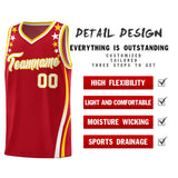 Custom Red Shoulders Star Pattern Side Color Block Sports Uniform Basketball Jersey