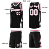 Custom Black Shoulders Star Pattern Side Color Block Sports Uniform Basketball Jersey