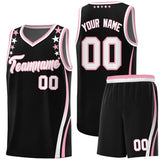 Custom Black Shoulders Star Pattern Side Color Block Sports Uniform Basketball Jersey