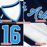Custom Light Blue Shoulders Star Pattern Side Color Block Sports Uniform Basketball Jersey