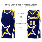 Custom Navy Shoulder Stars Graffiti Pattern Sets Basketball Jersey