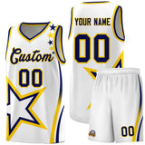Custom White Shoulder Stars Graffiti Pattern Sets Basketball Jersey