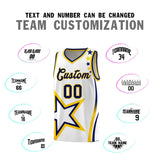 Custom White Shoulder Stars Graffiti Pattern Sets Basketball Jersey